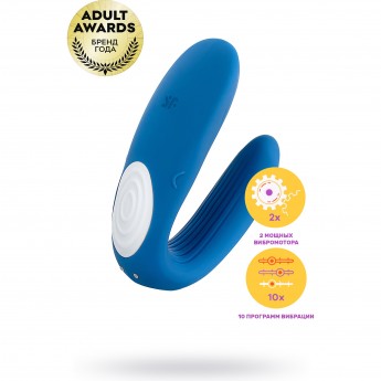 Многофункциональный стимулятор для пар SATISFYER DOUBLE WHALE силикон голубой Многофункциональный стимулятор для пар SATISFYER DOUBLE WHALE силикон голубой
