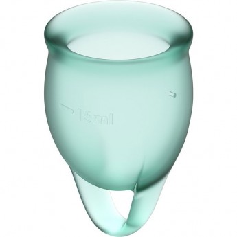 Набор менструальных чаш, 2шт SATISFYER FEEL CONFIDENT MENSTRUAL CUP DARK GREEN