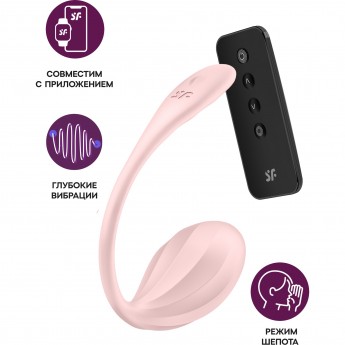 Виброяйцо SATISFYER RIBBED PETAL с пультом ДУ, розовое, 7,8 см